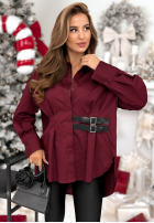 Długa koszula tunika z paskami Can Only Be burgundowa