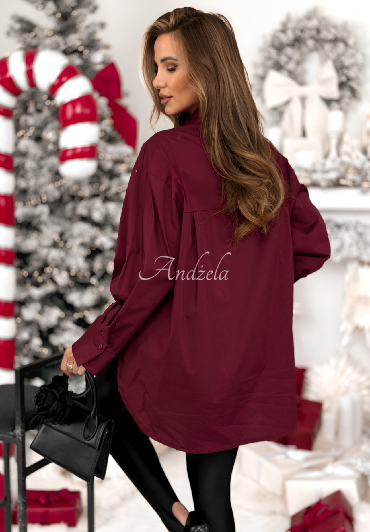 Asymmetrical tunic shirt with stripes Can Only Be burgundy