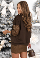 Komplet bluza i spódniczka z cekinami Got The Power czekoladowy