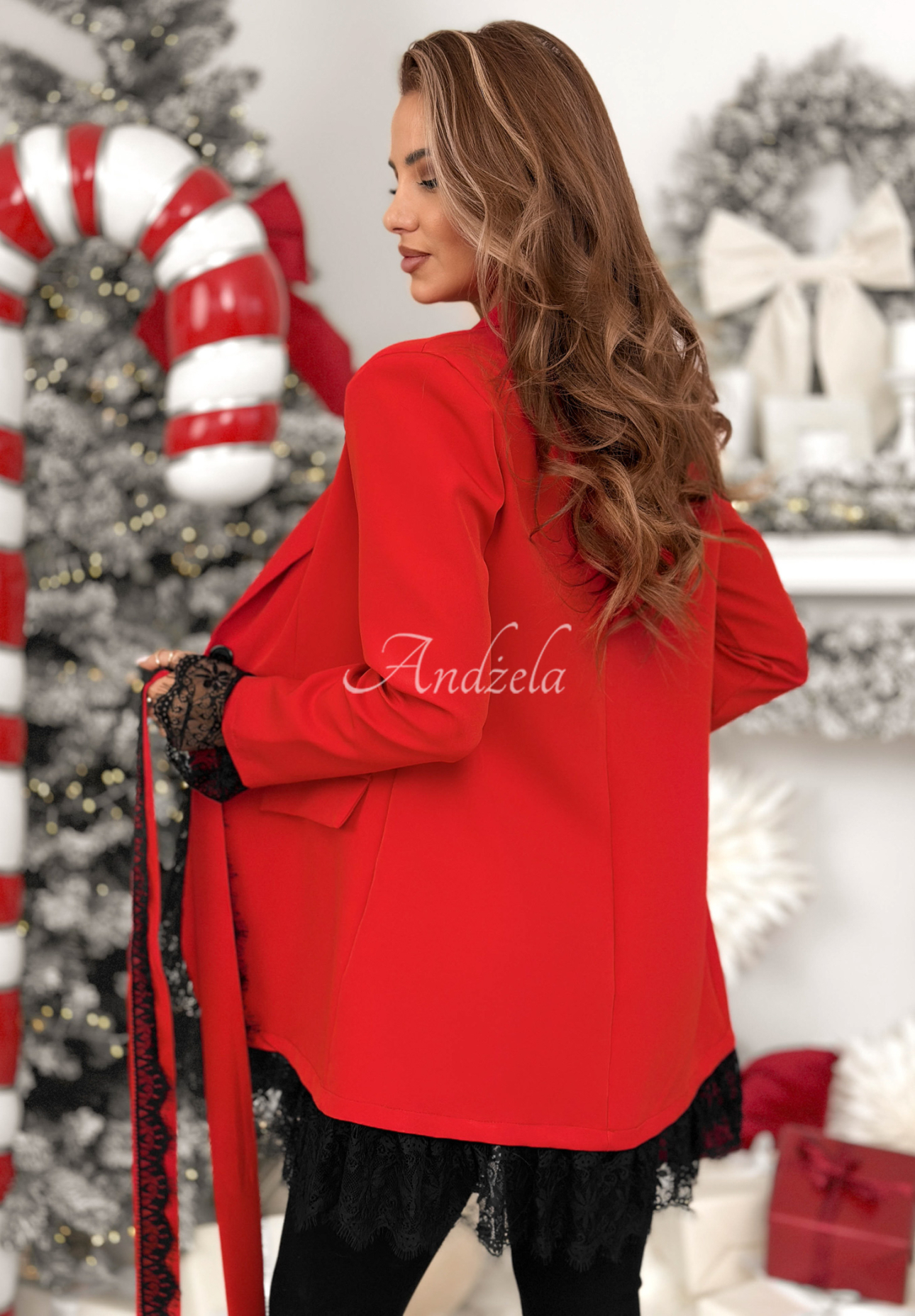 Jacket with lace and belt Whatever Whenever red