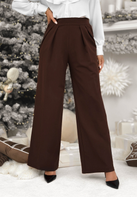 Elegant wide leg pants with viscose After You Left chocolate