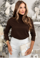 Prążkowany sweter z koronką Lacy Dreams czekoladowy