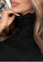 Prążkowany sweter z koronką Lacy Dreams czarny