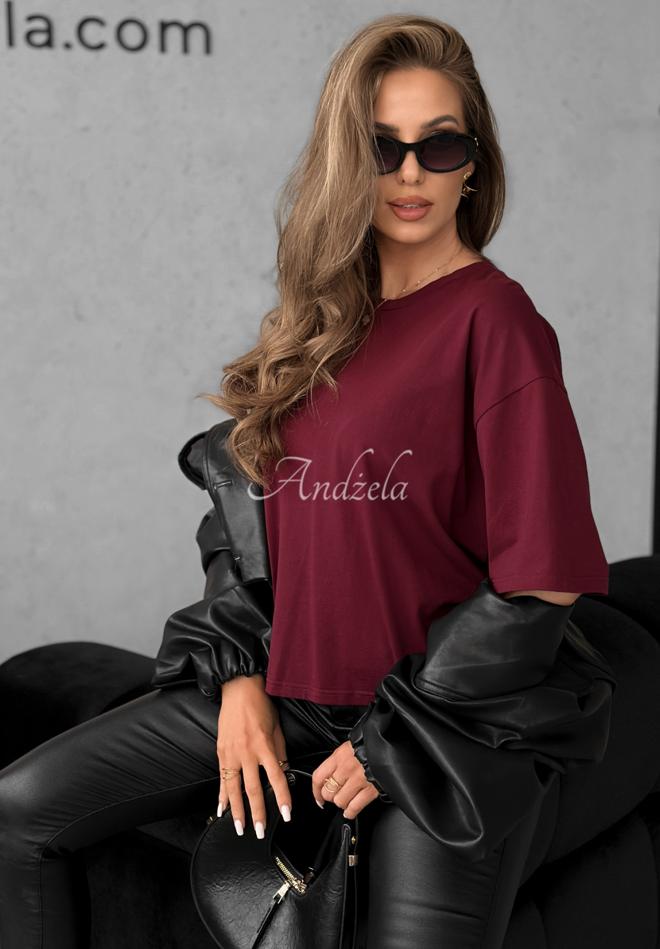 T-shirt Very Fine burgundowy