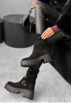 Zamszowe botki z klamerkami Coldest Months czarne