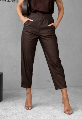 She Is Strong waxed chocolate pants