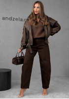 Spodnie jeansowe balloon Say Less czekoladowe