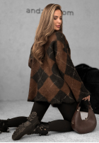 Długi sweter w romby Winter Things czekoladowo-czarny