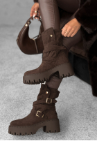 Zamszowe botki z klamerkami Coldest Months czekoladowe