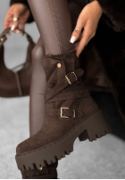 Zamszowe botki z klamerkami Coldest Months czekoladowe