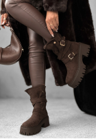 Zamszowe botki z klamerkami Coldest Months czekoladowe