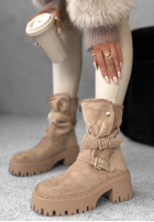 Zamszowe botki z klamerkami Coldest Months khaki