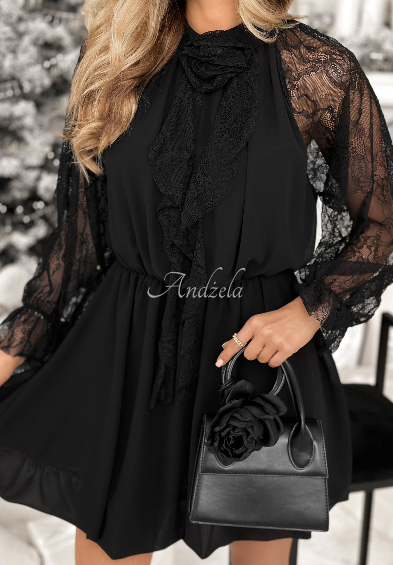Never Limit lace mini dress black