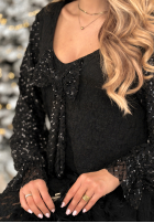 Koronkowa sukienka z cekinami i kokardą Shiny Obsession czarna