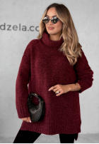 Sweter oversize z golfem Benin burgundowy