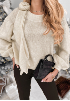 Sweter z falbanką Arctic Village ecru