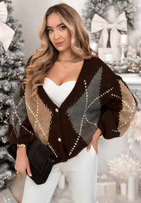 Short romper cardigan with mohair Warm Silence chocolate