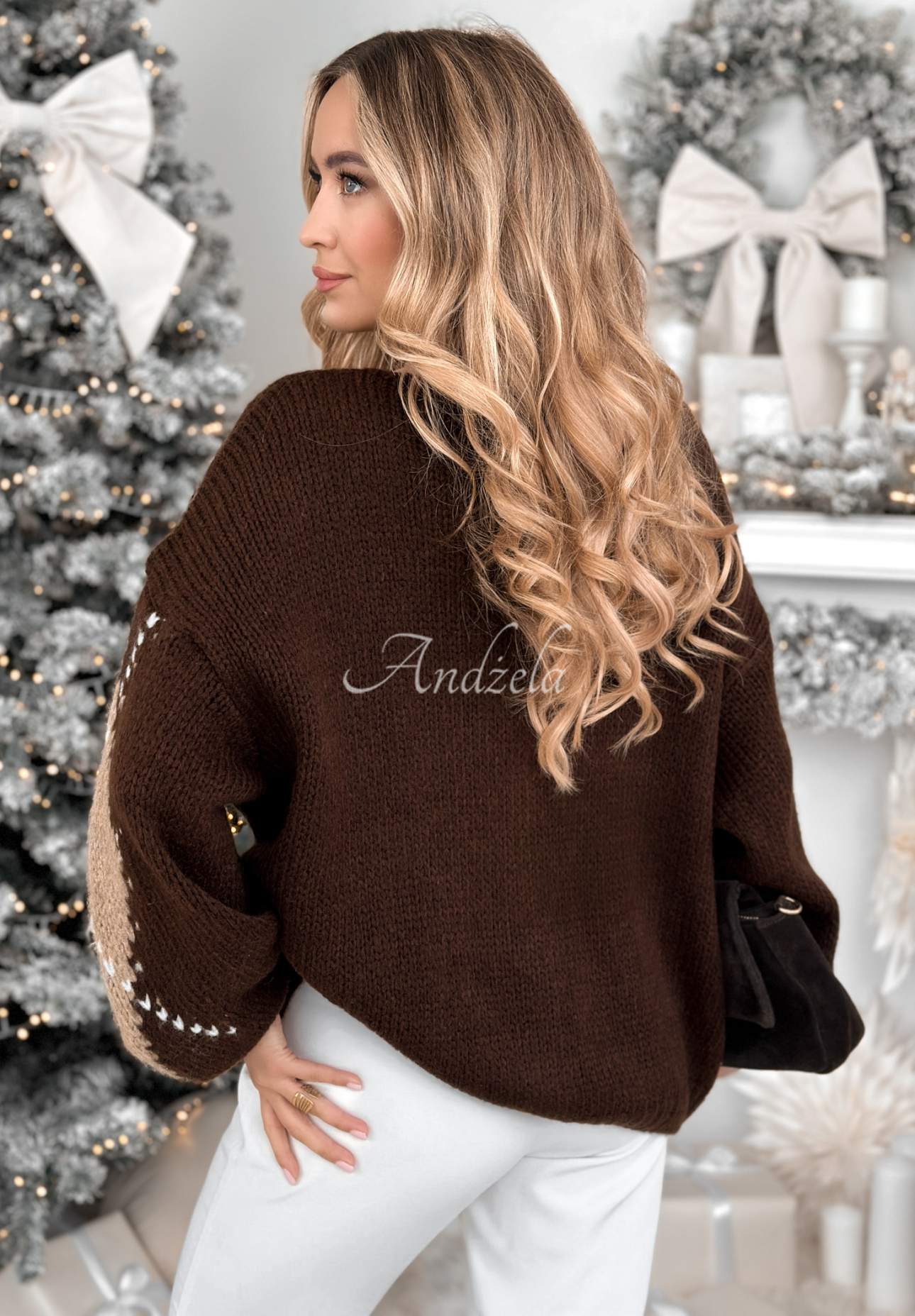 Short romper cardigan with mohair Warm Silence chocolate