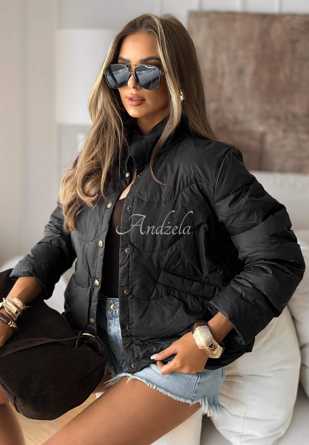 Last Thing short down jacket black