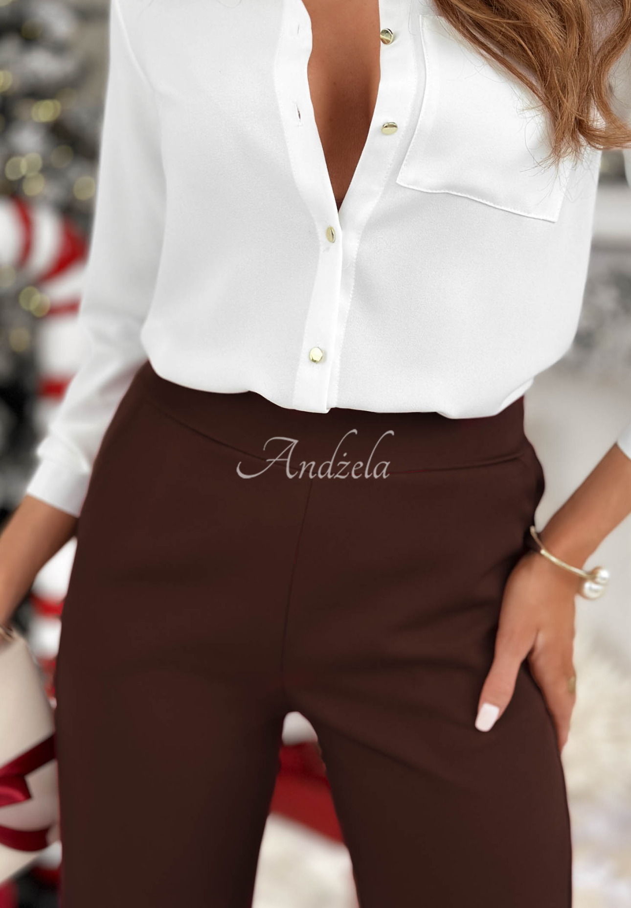 Spodnie cygaretki No Idea czekoladowe