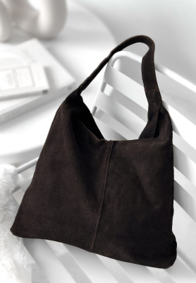 In The Shade chocolate suede handbag