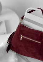 Zamszowa torebka z frędzlami Final Message burgundowa