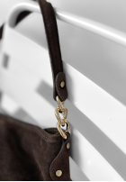 Zamszowa torebka z frędzlami Final Message czekoladowa