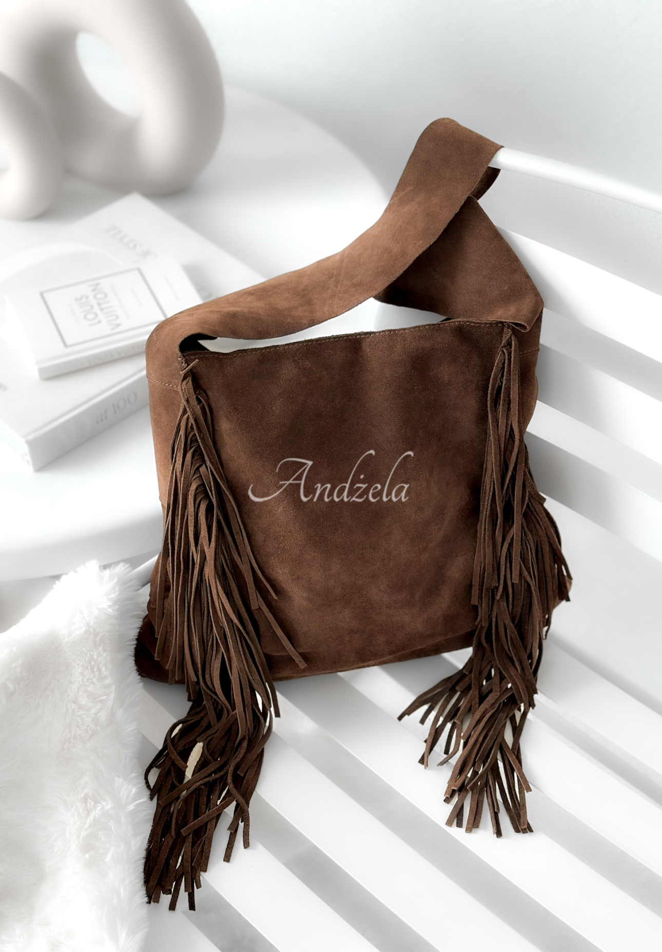 Maybe Next Time chocolate suede fringe handbag