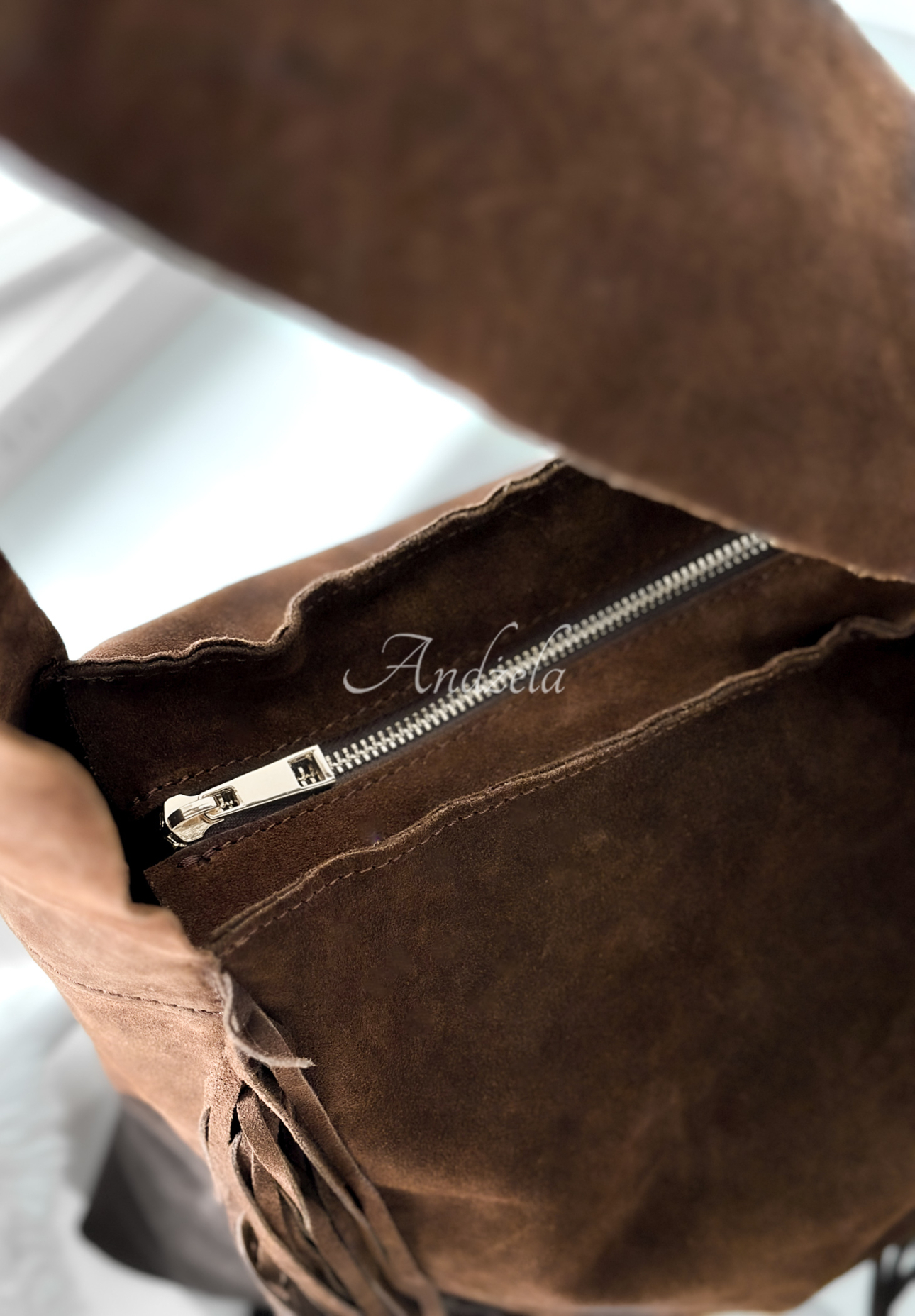 Maybe Next Time chocolate suede fringe handbag