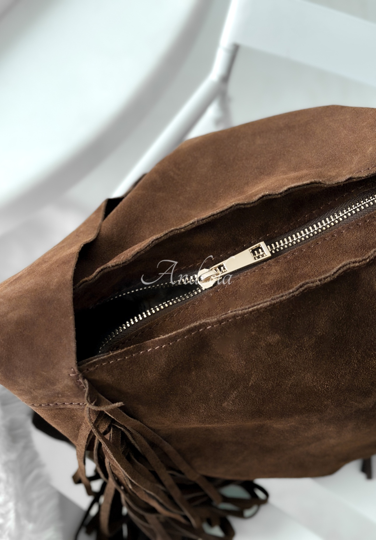 Maybe Next Time chocolate suede fringe handbag