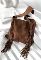 Zamszowa torebka z frędzlami Maybe Next Time czekoladowa