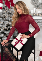 Siateczkowa bluzka z haftami Go On A Date czerwona