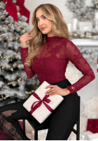 Siateczkowa bluzka z haftami Go On A Date czerwona