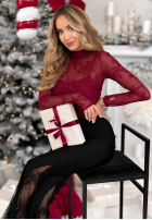 Siateczkowa bluzka z haftami Go On A Date czerwona