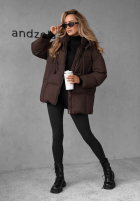 Długa pikowana kurtka z kapturem The Best Way czekoladowa