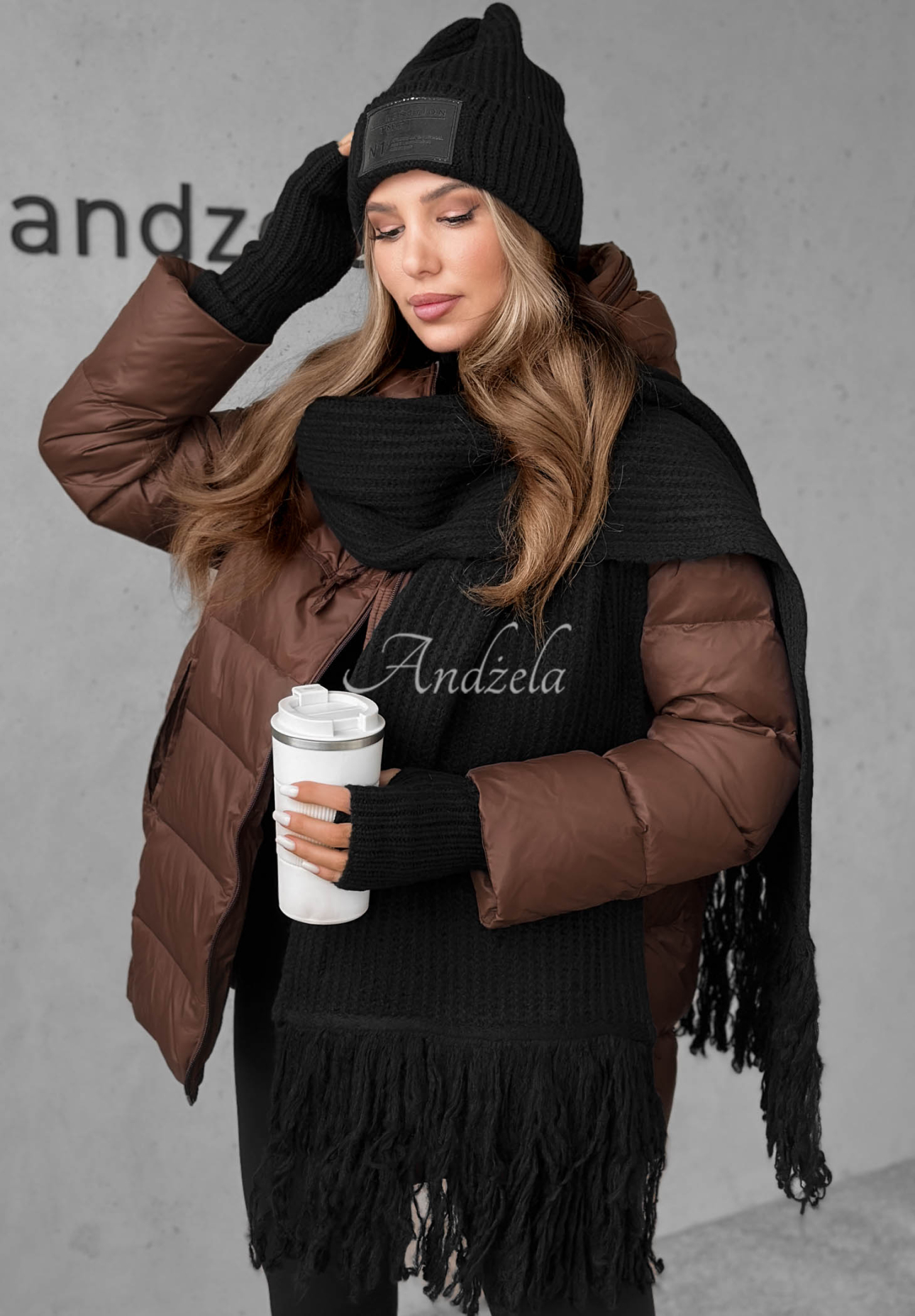 Komplet czapka, szalik, rękawiczki 3in1 December czarny