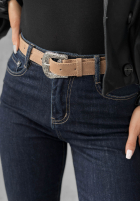 Spodnie jeansowe z paskiem Let’s Not Talk granatowe