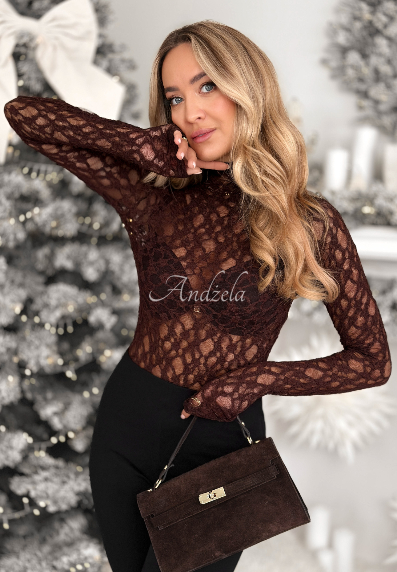 Lace viscose blouse from The Best Life chocolate