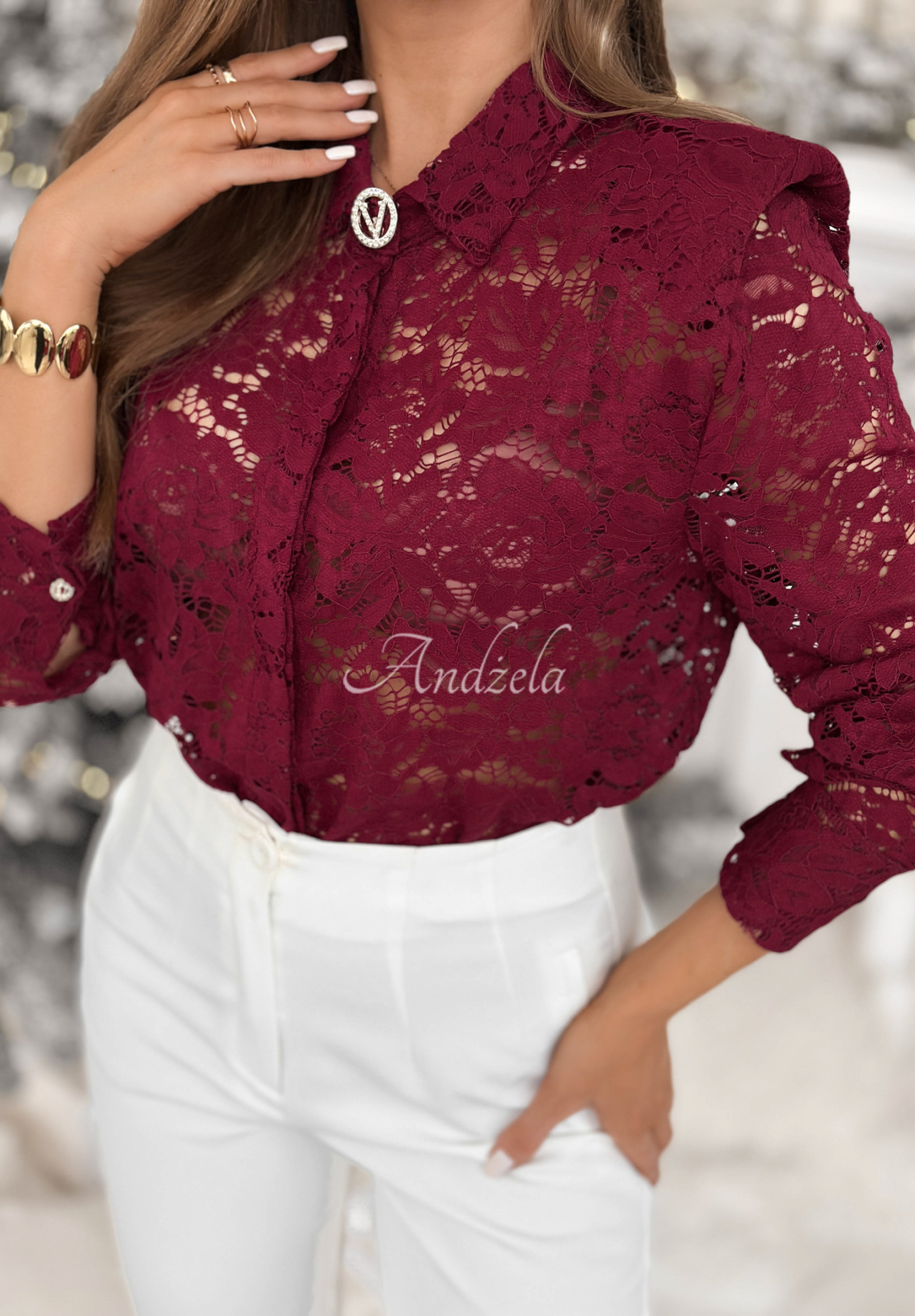 Lace viscose shirt Lost In You burgundy