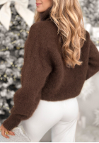 Sweter z golfem Fireplace Stories czekoladowy