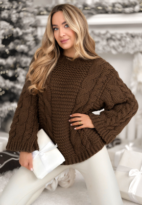 Braided oversize sweater with wool Days Are Short chocolate