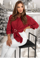 Błyszcząca koszula z wiązaniem Text Me Never czerwona