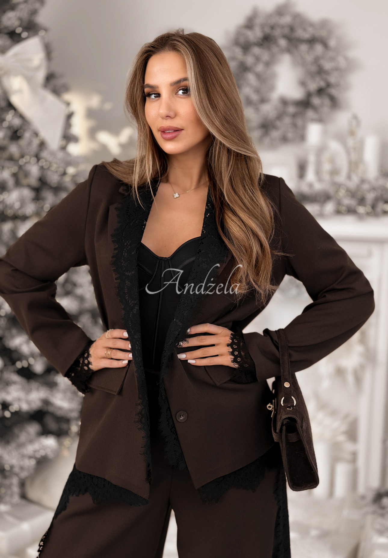 Grace Moment chocolate lace and viscose jacket