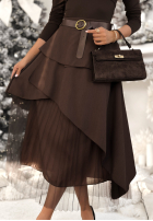 Plisowana spódnica z paskiem Change You Wish czekoladowa