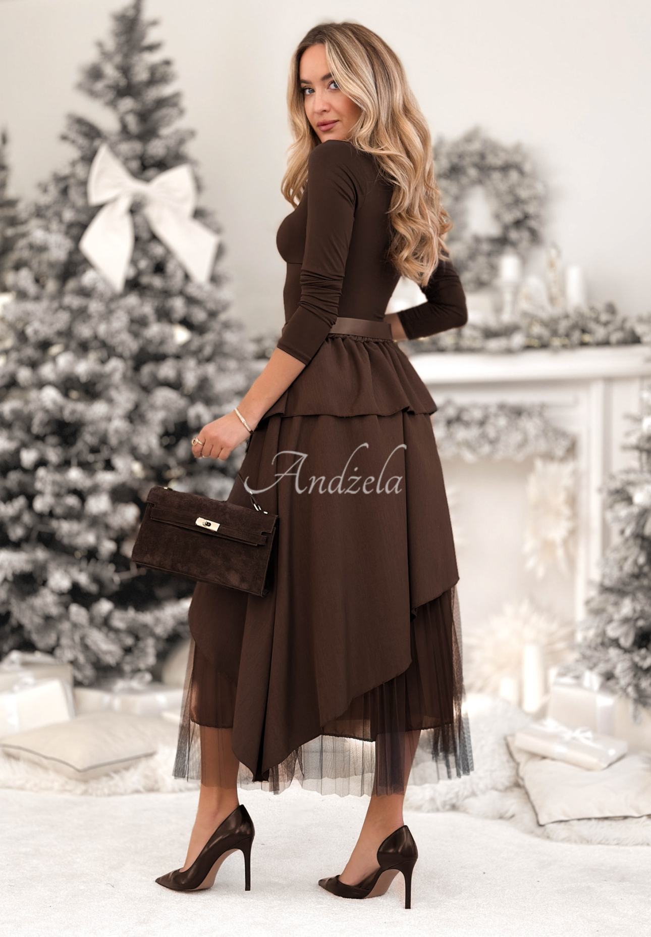 Pleated skirt with belt Change You Wish chocolate
