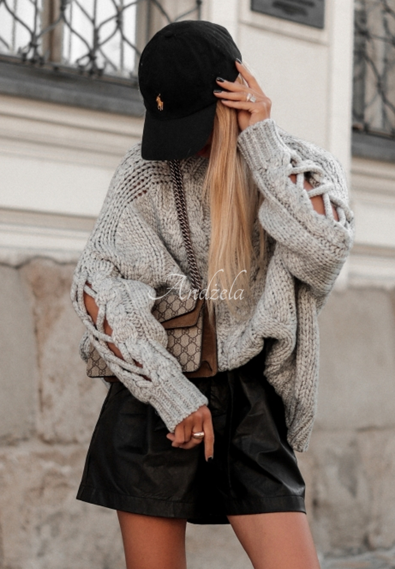 Sweter z ozdobnym splotem Cocomore Casual szary