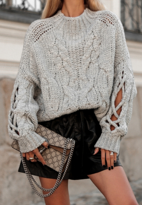 Sweater with decorative weave Cocomore Casual grey