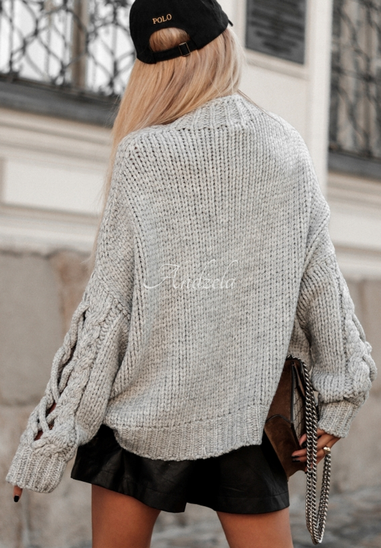 Sweter z ozdobnym splotem Cocomore Casual szary