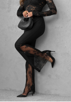 Materiałowe spodnie dzwony z koronką Compliment Me czarne