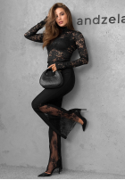 Materiałowe spodnie dzwony z koronką Compliment Me czarne